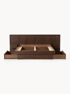 Westwing Collection Cama con mesitas de noche y cabecero de madera Nanto