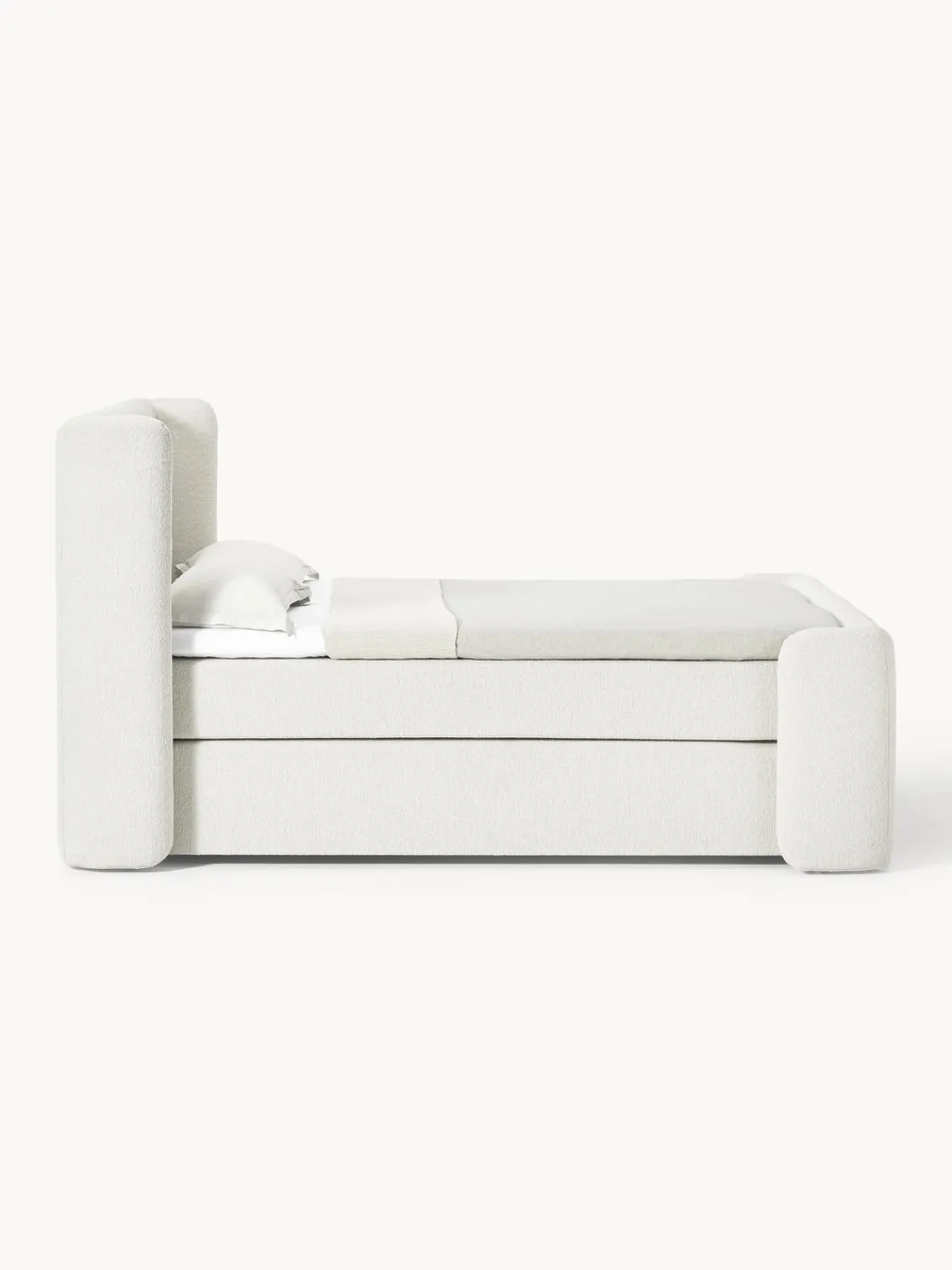 Westwing Collection Cama continental en tejido bouclé Perla^ Camas Continentales|Camas
