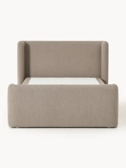 Westwing Collection Cama continental en tejido bouclé con espacio de almacenamiento Perla