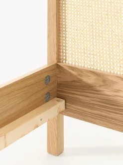 Westwing Collection Cama de madera con cabecero en tejido vienés Jones