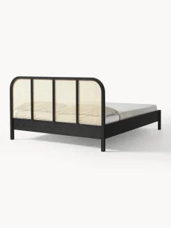 Westwing Collection Cama de madera con cabecero en tejido vienés Jones