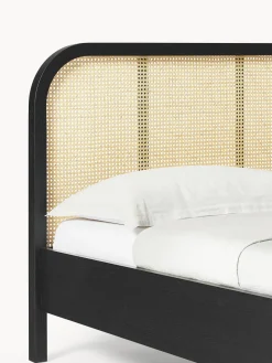 Westwing Collection Cama de madera con cabecero en tejido vienés Jones