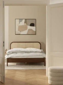 Westwing Collection Cama de madera con cabecero en tejido vienés Jones^ Estructuras De Cama