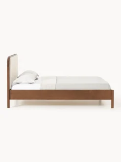 Westwing Collection Cama de madera con cabecero en tejido bouclé Jones