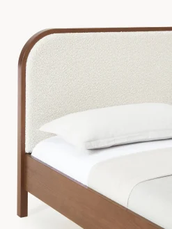Westwing Collection Cama de madera con cabecero en tejido bouclé Jones
