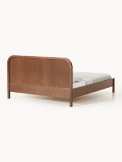 Westwing Collection Cama de madera con cabecero en tejido bouclé Jones