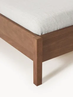 Westwing Collection Cama de madera con cabecero en tejido bouclé Jones