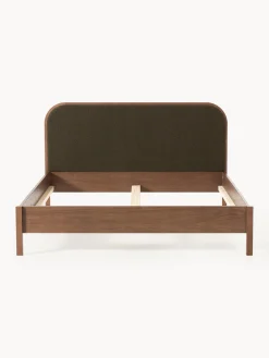 Westwing Collection Cama de madera con cabecero en tejido bouclé Jones