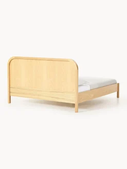 Westwing Collection Cama de madera con cabecero en tejido bouclé Jones