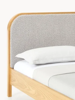 Westwing Collection Cama de madera con cabecero en tejido bouclé Jones