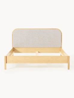Westwing Collection Cama de madera con cabecero en tejido bouclé Jones