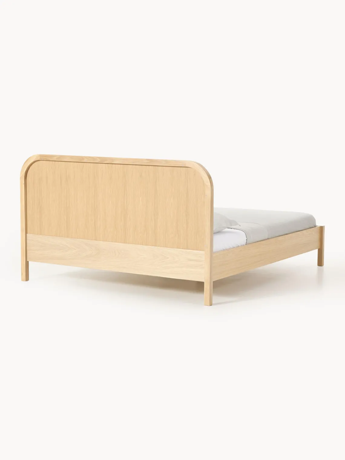 Westwing Collection Cama de madera con cabecero en tejido bouclé Jones