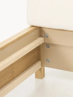 Westwing Collection Cama de madera con cabecero tapizado y cajones Santiago