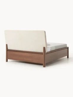 Westwing Collection Cama de madera con cabecero tapizado y cajones Santiago