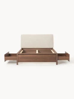 Westwing Collection Cama de madera con cabecero tapizado y cajones Santiago