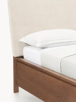 Westwing Collection Cama de madera con cabecero tapizado y cajones Santiago