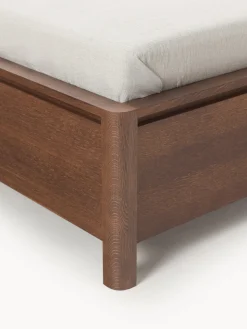 Westwing Collection Cama de madera con cabecero tapizado y cajones Santiago