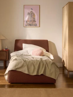 Westwing Collection Cama individual en tejido bouclé con espacio de almacenamiento Cloud^ Camas Individuales|Camas Tapizadas