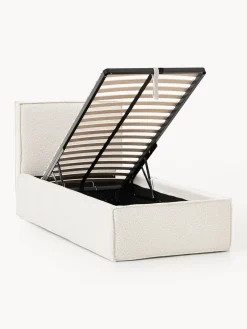 Westwing Collection Cama individual tapizada en tejido bouclé con espacio de almacenamiento Dream