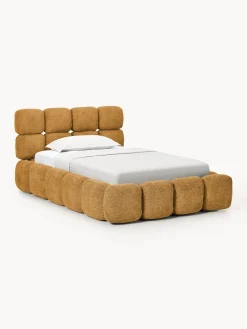 Westwing Collection Cama individual tapizada en borreguillo bouclé con espacio de almacenamiento Tayla