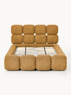 Westwing Collection Cama individual tapizada en borreguillo bouclé con espacio de almacenamiento Tayla