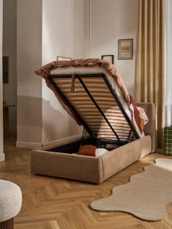 Westwing Collection Cama individual tapizada con espacio de almacenamiento Cloud