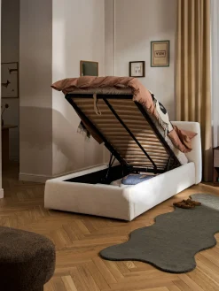 Westwing Collection Cama individual tapizada con espacio de almacenamiento Cloud