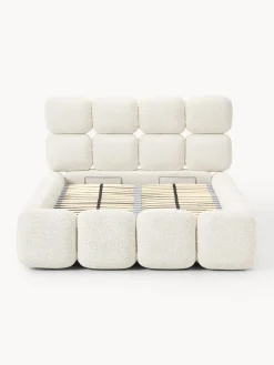 Westwing Collection Cama individual tapizada en borreguillo bouclé con espacio de almacenamiento Tayla^ Camas Individuales|Camas Tapizadas