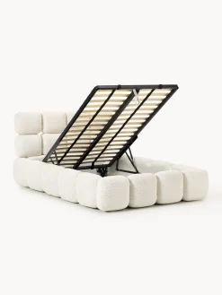 Westwing Collection Cama individual tapizada en borreguillo bouclé con espacio de almacenamiento Tayla^ Camas Individuales|Camas Tapizadas