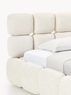 Westwing Collection Cama individual tapizada en borreguillo bouclé con espacio de almacenamiento Tayla^ Camas Individuales|Camas Tapizadas