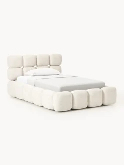 Westwing Collection Cama individual tapizada en borreguillo bouclé con espacio de almacenamiento Tayla^ Camas Individuales|Camas Tapizadas