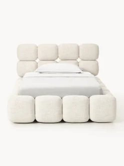 Westwing Collection Cama individual tapizada en borreguillo bouclé con espacio de almacenamiento Tayla^ Camas Individuales|Camas Tapizadas