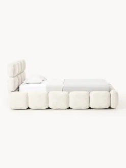 Westwing Collection Cama individual tapizada en borreguillo bouclé con espacio de almacenamiento Tayla^ Camas Individuales|Camas Tapizadas