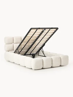 Westwing Collection Cama individual tapizada en borreguillo bouclé con espacio de almacenamiento Tayla^ Camas Individuales|Camas Tapizadas