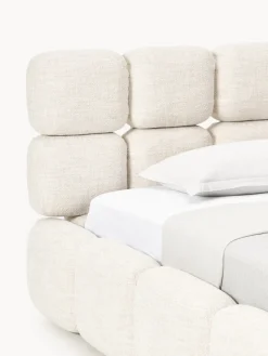 Westwing Collection Cama individual tapizada en borreguillo bouclé con espacio de almacenamiento Tayla^ Camas Individuales|Camas Tapizadas