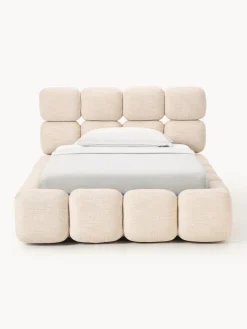Westwing Collection Cama individual tapizada en borreguillo bouclé Tayla^ Camas Individuales|Camas Tapizadas