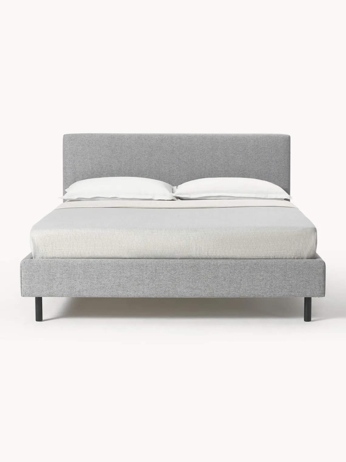Westwing Collection Cama tapizada con patas de madera Giulia