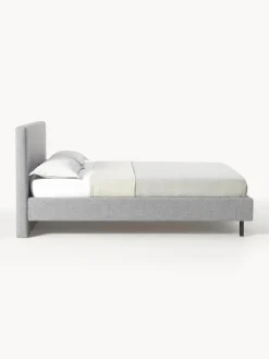 Westwing Collection Cama tapizada con patas de madera Giulia