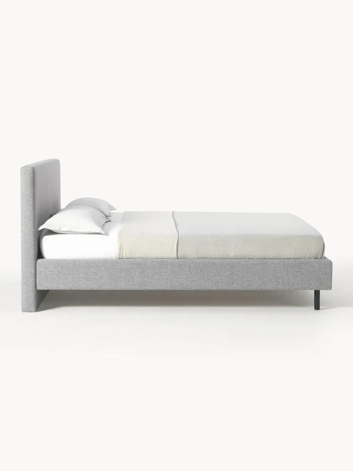 Westwing Collection Cama tapizada con patas de madera Giulia