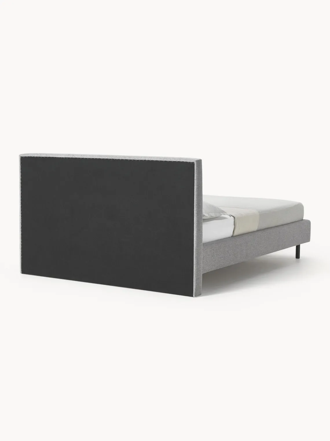 Westwing Collection Cama tapizada con patas de madera Giulia