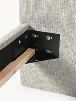 Westwing Collection Cama tapizada con patas esfericas de madera Rena