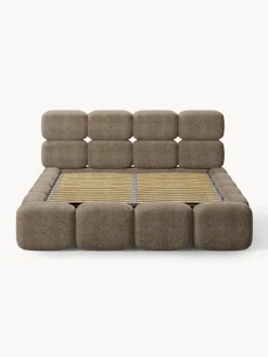 Westwing Collection Cama tapizada de boreguillo bouclé con espacio de almacenamiento Tayla