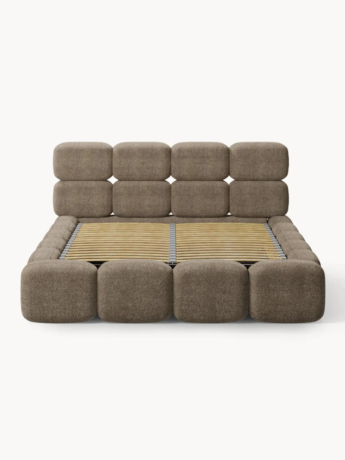 Westwing Collection Cama tapizada de boreguillo bouclé con espacio de almacenamiento Tayla