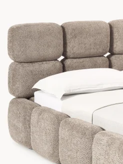 Westwing Collection Cama tapizada de boreguillo bouclé con espacio de almacenamiento Tayla