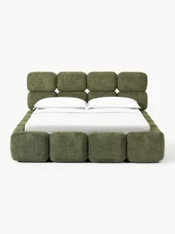 Westwing Collection Cama tapizada de boreguillo bouclé con espacio de almacenamiento Tayla