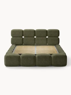 Westwing Collection Cama tapizada de boreguillo bouclé con espacio de almacenamiento Tayla