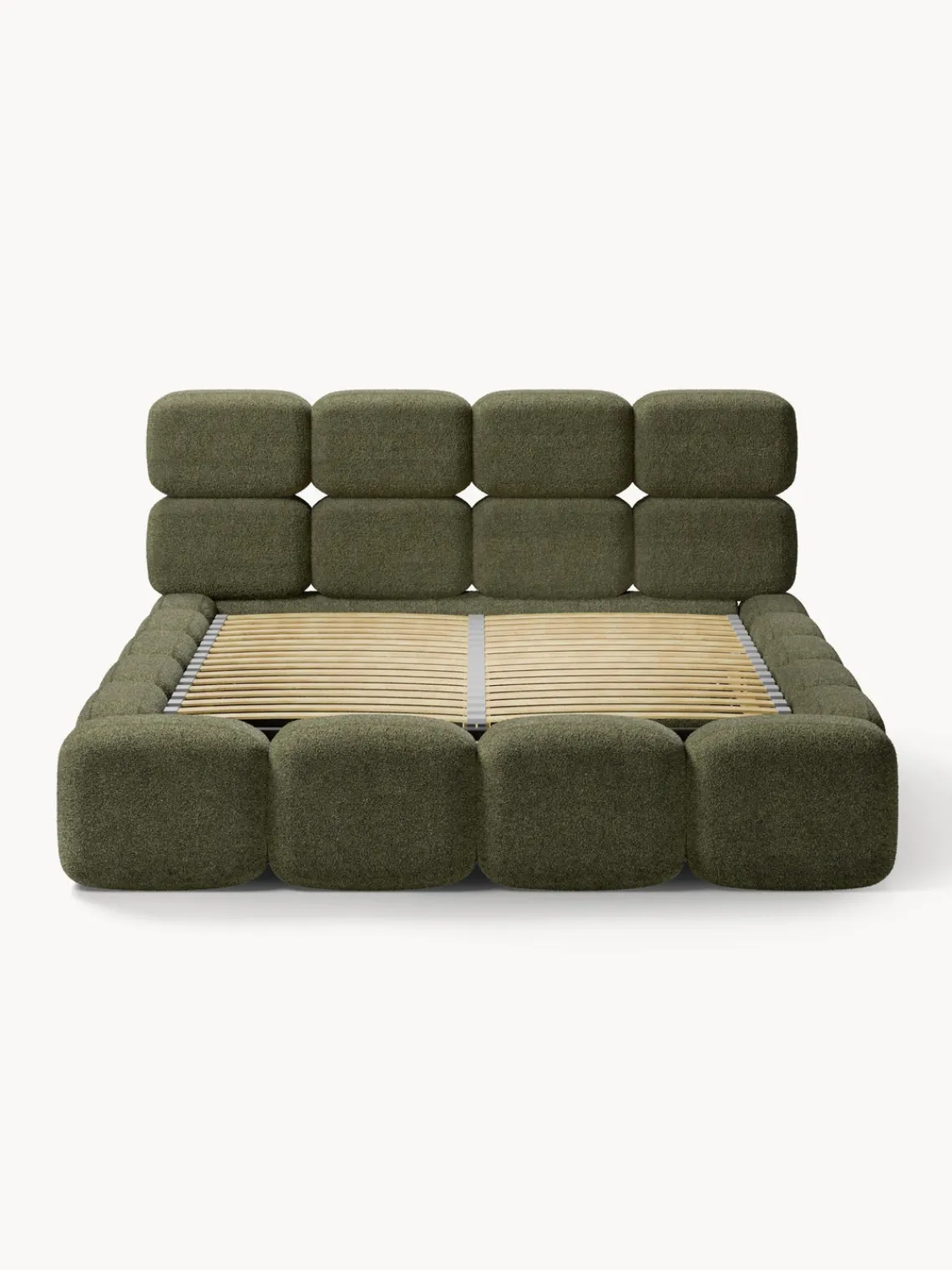 Westwing Collection Cama tapizada de boreguillo bouclé con espacio de almacenamiento Tayla