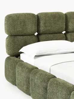 Westwing Collection Cama tapizada de boreguillo bouclé con espacio de almacenamiento Tayla