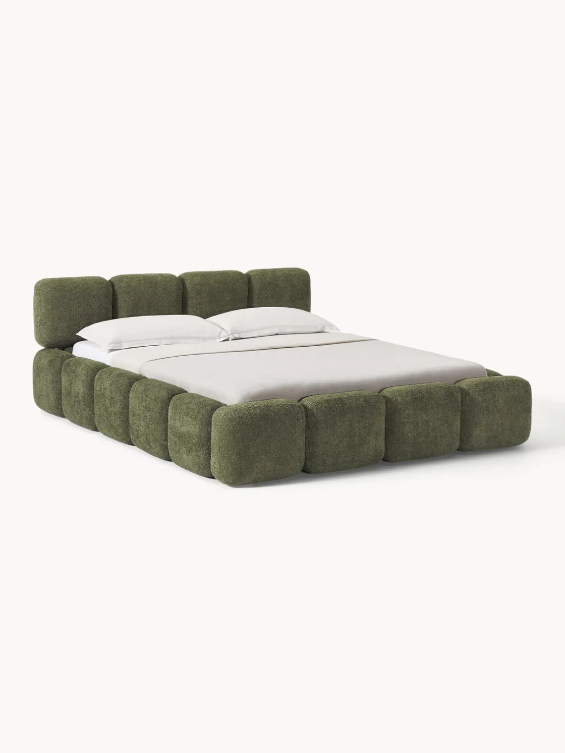 Westwing Collection Cama tapizada de boreguillo bouclé con espacio de almacenamiento Tayla^ Camas Tapizadas|Camas