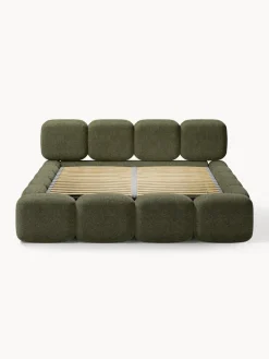 Westwing Collection Cama tapizada de boreguillo bouclé con espacio de almacenamiento Tayla^ Camas Tapizadas|Camas